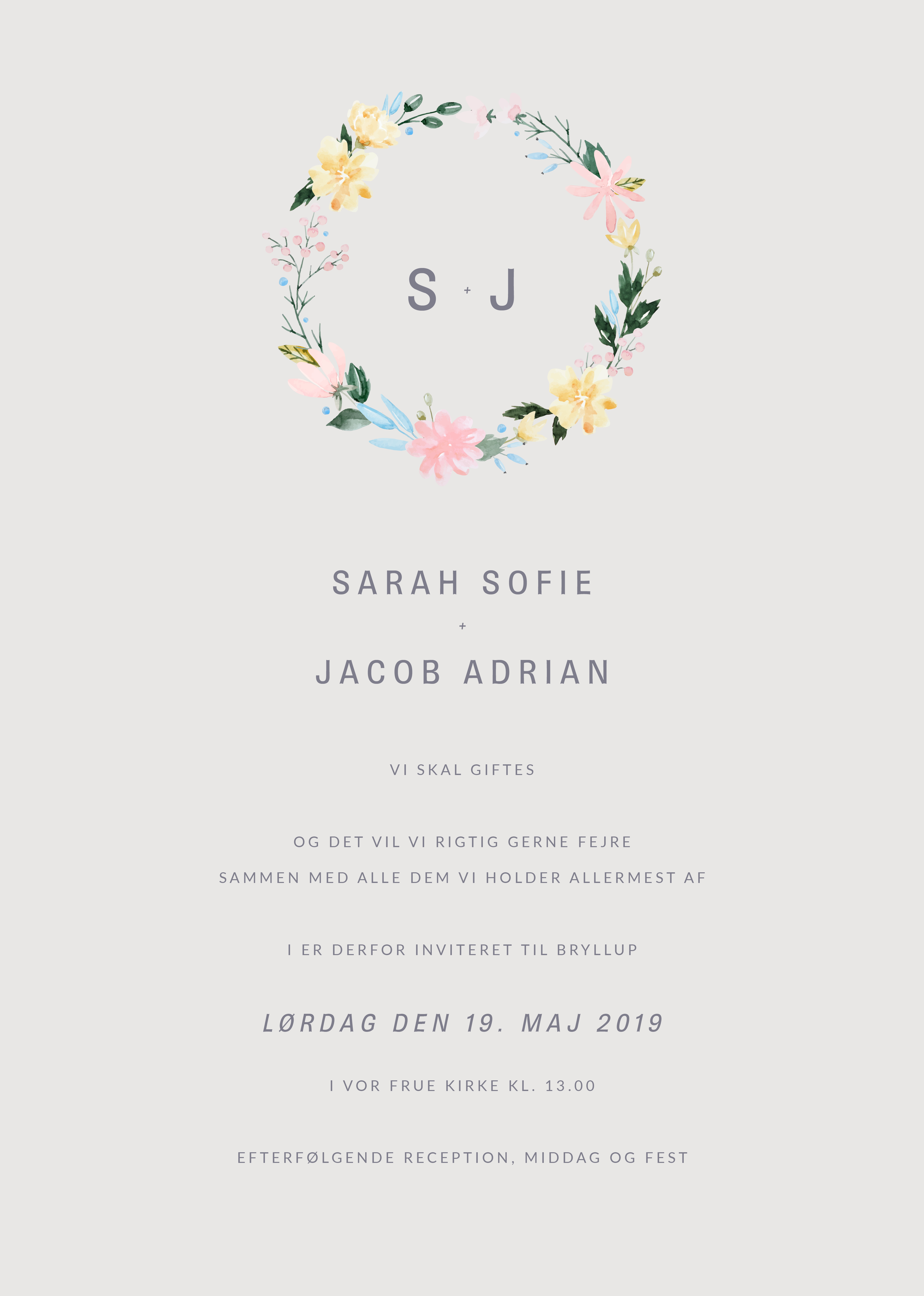 Invitationer - Sarah & Jacob